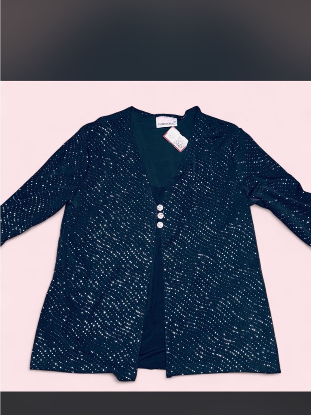 Fashion Bug Black Sparkle Cardigan with Decorative Buttons